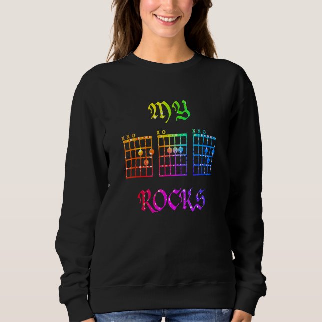 My Dad Rocks Guitar Chords Fathers Day Sweatshirt (Front)