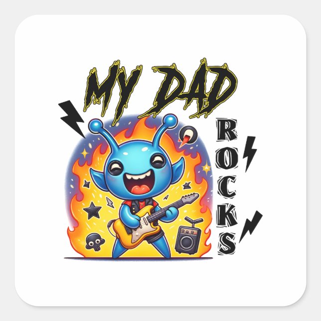My Dad Rocks Square Sticker (Front)