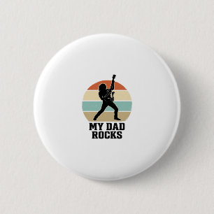My Dad Rocks Vintage Guitar Sunset Shirt Design_1 6 Cm Round Badge