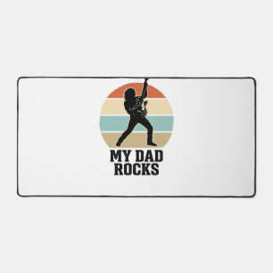 My Dad Rocks Vintage Guitar Sunset Shirt Design_1 Desk Mat