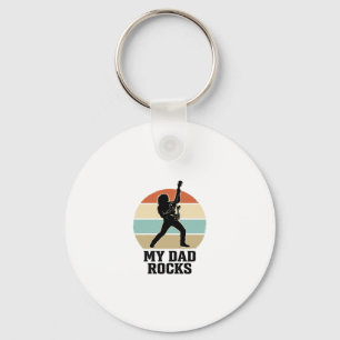 My Dad Rocks Vintage Guitar Sunset Shirt Design_1 Key Ring