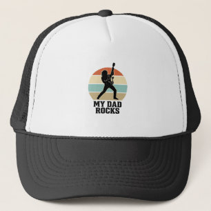 My Dad Rocks Vintage Guitar Sunset Shirt Design_1 Trucker Hat
