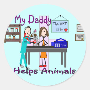 My Daddy Helps Animals--Veterinarian Kids Shirts Classic Round Sticker