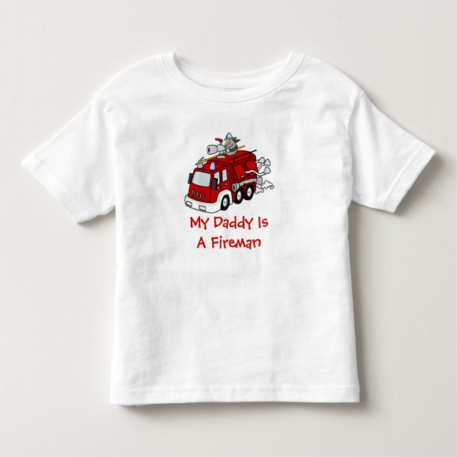 MY DADDY IS A FIREMAN Kids Red Fire truck Toddler T-Shirt (Front)
