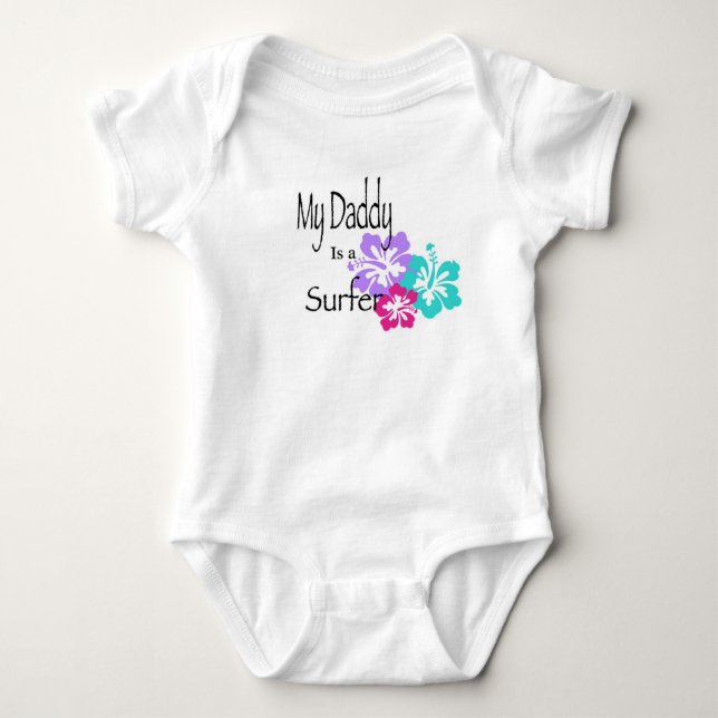 My Daddy is a surfer Baby Bodysuit (Front)