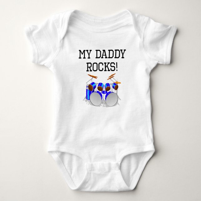 My Daddy Rocks Drums Baby Bodysuit (Front)