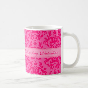 My Darling Valentine damask hot passion pink mug