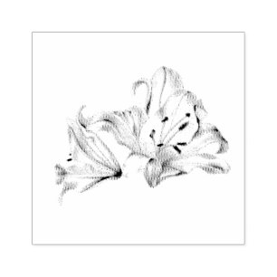 My Darling White Lily Elegant Botanical Chic Rubber Stamp
