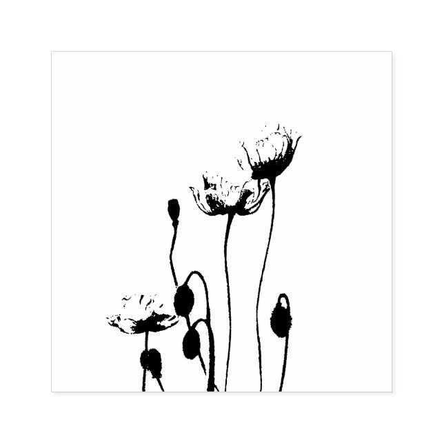 My Darling Wild Poppies Elegant Botanical Rubber Stamp (Imprint)