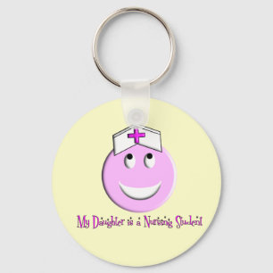 "My Daughter is a Nursing Student" Big Pink Key Ring