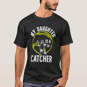 My Daughter Is A Softball Catcher Mum Softball Cat T-Shirt