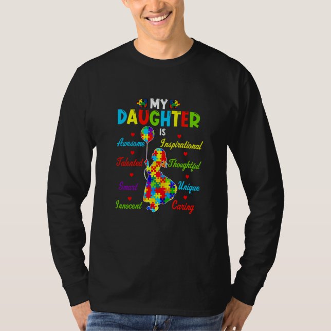 My Daughter Is Awesome Puzzle Autism Awareness Mon T-Shirt (Front)
