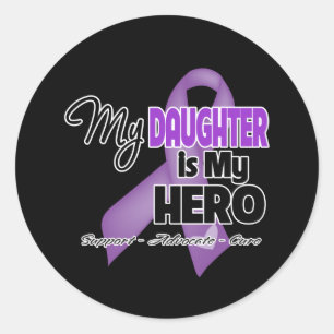 My Daughter is My Hero - Purple Ribbon Classic Round Sticker