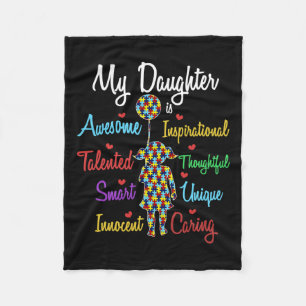 My Daughter Love Puzzle Autistic Cool Autism Aware Fleece Blanket