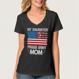 My Daughter My Soldier Proud Mum Flag Graphic Moth T-Shirt