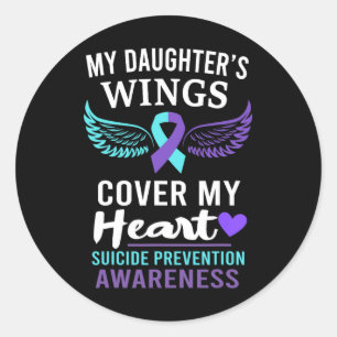 My Daughter's Wings Cover Heart Suicide Awareness  Classic Round Sticker
