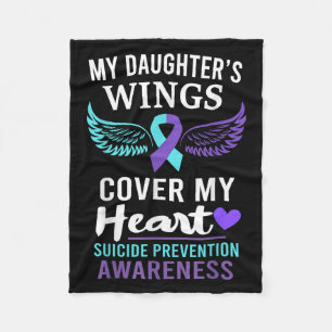My Daughter's Wings Cover Heart Suicide Awareness Fleece Blanket