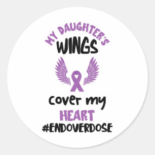 My Daughter's Wings Purple Ribbon Overdose Awarene Classic Round Sticker