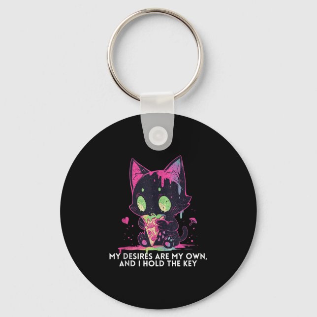 My Desires Are My Own And I Hold The Key Stoic Cat Key Ring (Front)