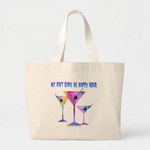My DIET ENDS at Happy Hour! Large Tote Bag