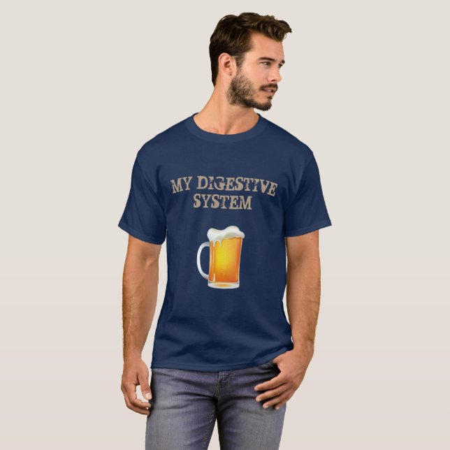 My Digestive System Funny Navy Blue Beer T-Shirt (Front Full)