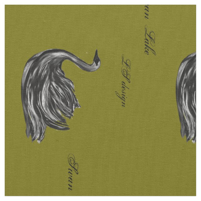 My Digital drawing Swan Lake LS on this fabric  (Close Up)