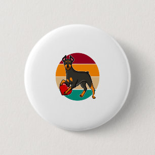 My Doberman Is My Valentine Heart Retro Sunset Dog 6 Cm Round Badge