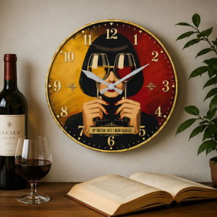 My Doctor Says I Need Glasses Wine Lover Large Clock