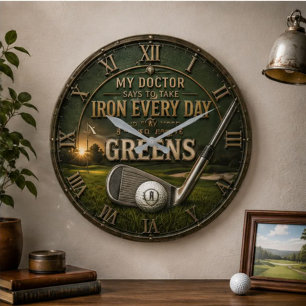 My Doctor Says to Take Iron Every Day Golf Large Clock