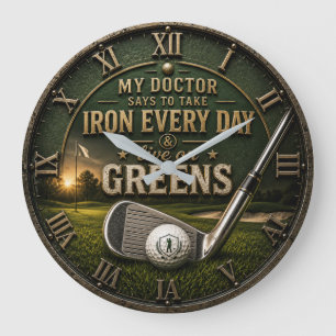 My Doctor Says to Take Iron Every Day Golf Large Clock