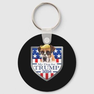 My Dog For Trump Boxer W Gles Men Women Key Ring