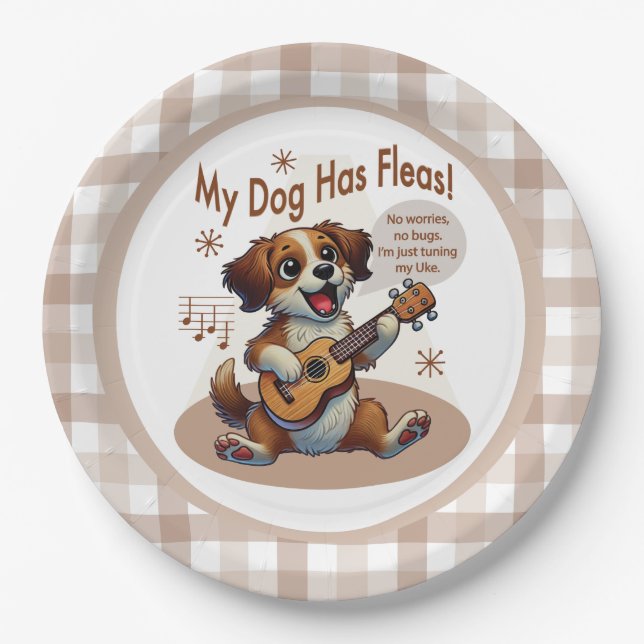 My Dog Has Fleas Ukulele Tuning Song Paper Plate (Front)