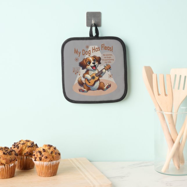 My Dog Has Fleas Ukulele Tuning Song Pot Holder (Insitu(Hanging))