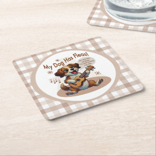My Dog Has Fleas Ukulele Tuning Song Square Paper Coaster