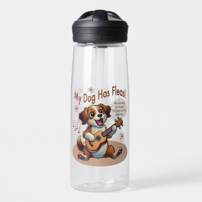 My Dog Has Fleas Ukulele Tuning Song Water Bottle (Front)