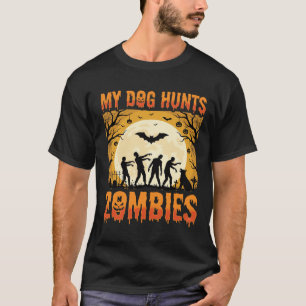 My Dog Hunts Zombies Retro Halloween Vector T-Shirt