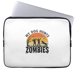 My Dog Hunts Zombies Vintage Halloween Dog Art_1 Laptop Sleeve