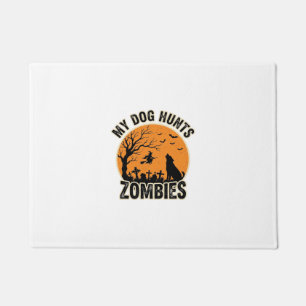 My Dog Hunts Zombies Vintage Halloween Dog Design_ Doormat