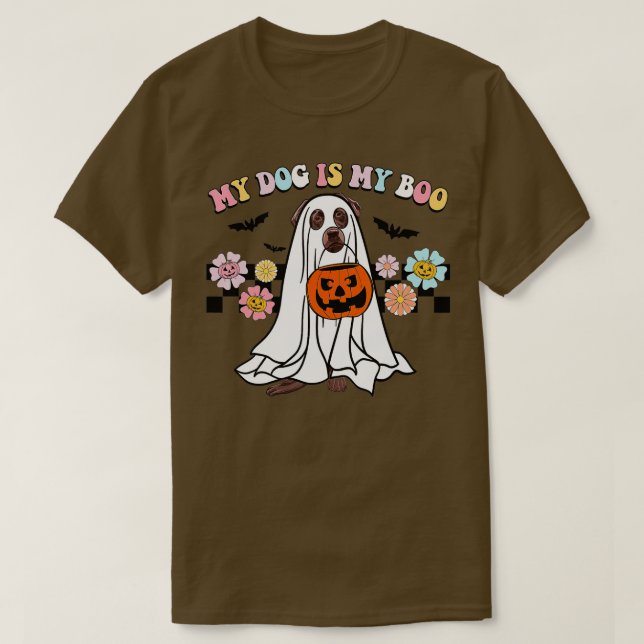 My Dog Is Boo Funny Labrador Boo Ghost Lover Hallo T-Shirt (Design Front)