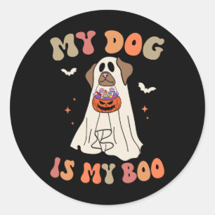 My Dog Is My Boo Ghost Spooky Halloween Dog Lover  Classic Round Sticker