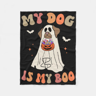 My Dog Is My Boo Ghost Spooky Halloween Dog Lover  Fleece Blanket