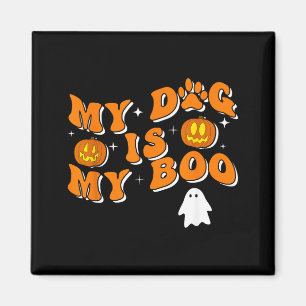 My Dog Is My Boo Groovy Ghost Dog Halloween Funny Magnet