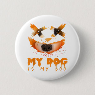 My Dog Is My Boo & Halloween Costume Idea with Bor 6 Cm Round Badge