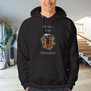 My dog is my therapist photo black hoodie