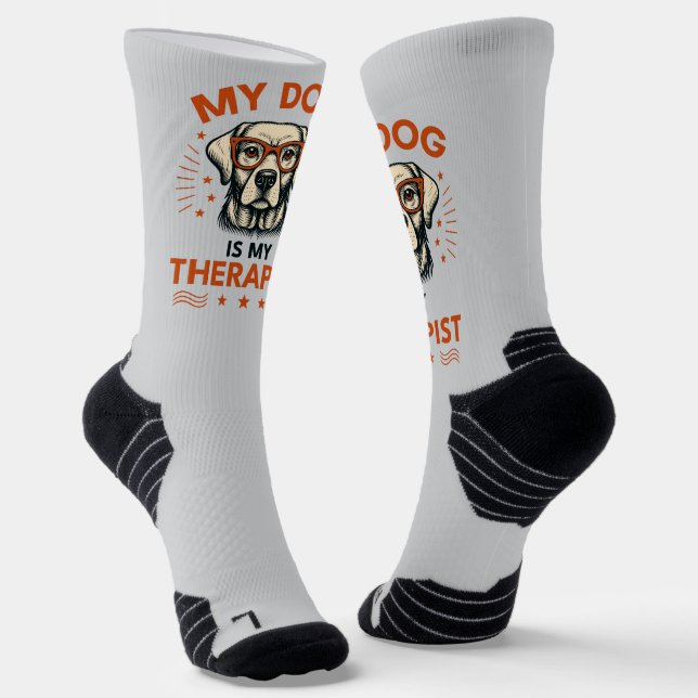 My dog is my therapist socks (Angled)