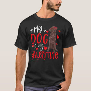My Dog Is My Valentine Chocolate Labrador Valentin T-Shirt