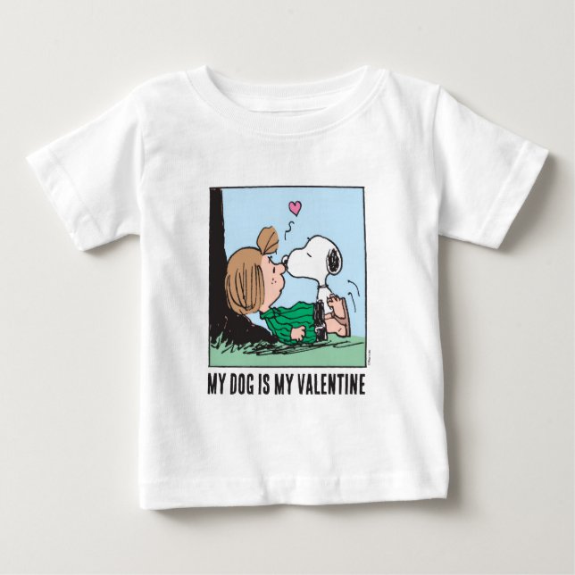 My Dog Is My Valentine | Peppermint Patty & Snoopy Baby T-Shirt (Front)