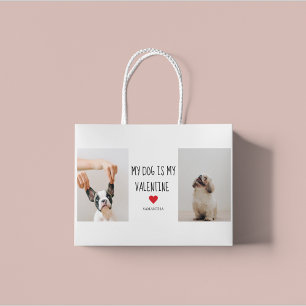 My Dog Is My Valentine Two Dog Photos Large Gift Bag