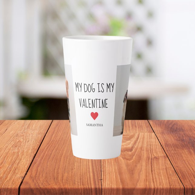 My Dog Is My Valentine | Two Dog Photos  Latte Mug (Creator Uploaded)