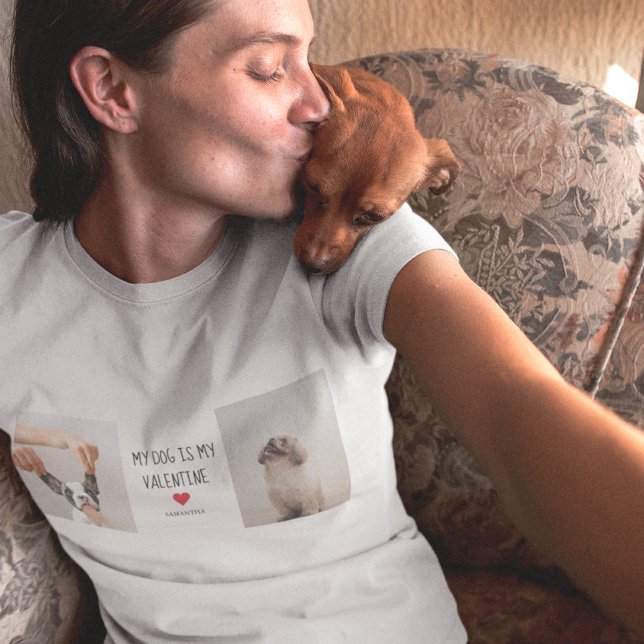 My Dog Is My Valentine | Two Dog Photos  T-Shirt (Creator Uploaded)